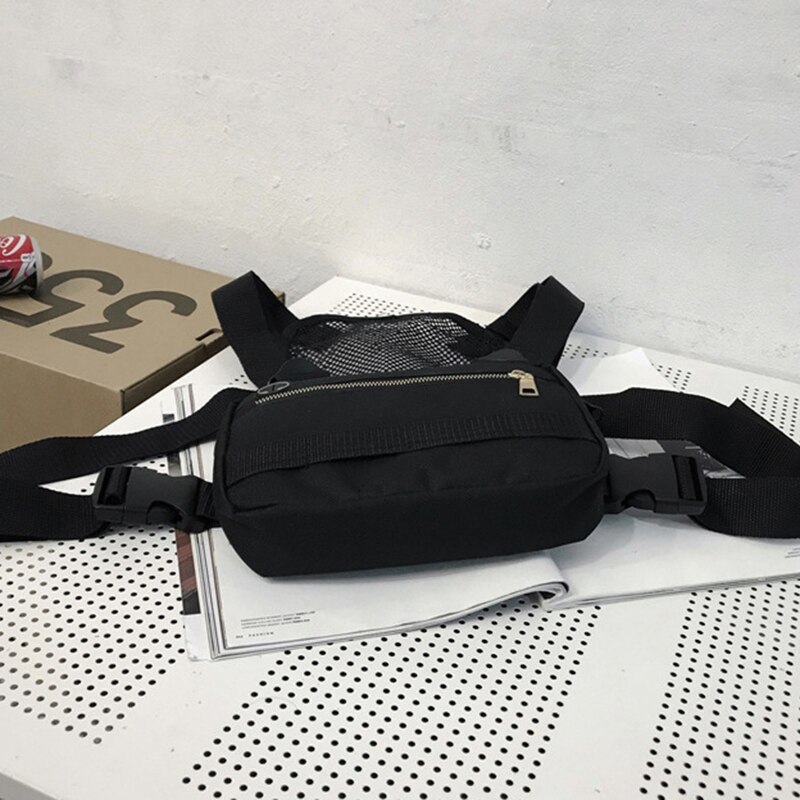 Bolsa de pecho para hombre, pequeña ropa informal estilo Hip Hop, bolsa de pecho funcional, bolso cruzado de hombro, bolsas de ropa de calle ajustables, riñoneras blancas