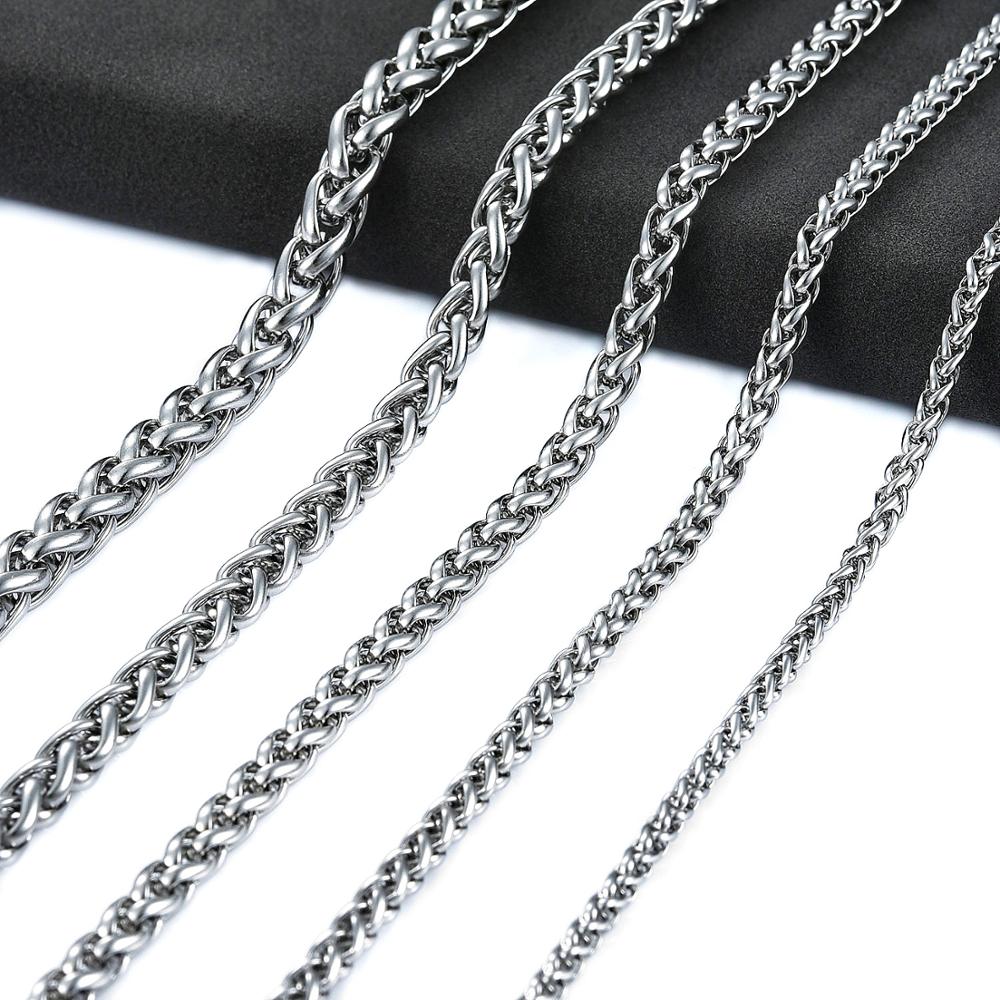 3/4/5/6/7/8mm Runde Rolo Edelstahl Link Weizen Kette Halskette für Männer Frauen Metall Halsband Silber Farbe Schmuck Zubehör