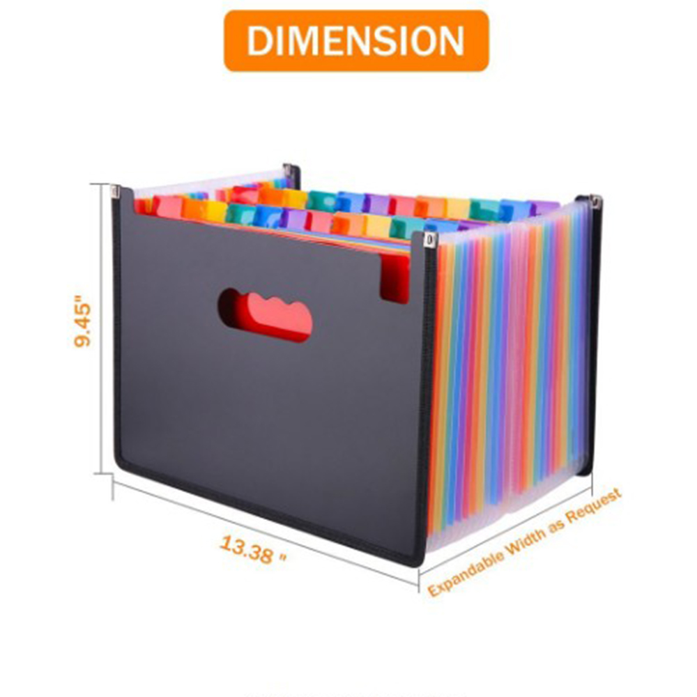 Expanding File Folder 24 Pockets, black Accordion A4 folder Document Organizer