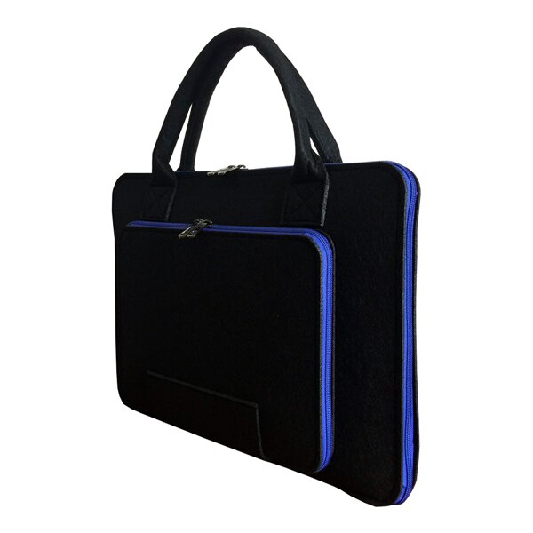 Laptop Bag 17.3" Wool Felt Laptop Bag Handbag 11 13 14 15.6" for MacBook Pro 16.1 for Lenovo Dell HP Asus Computer Bag Men Women: Black and dark blue / 14-inch