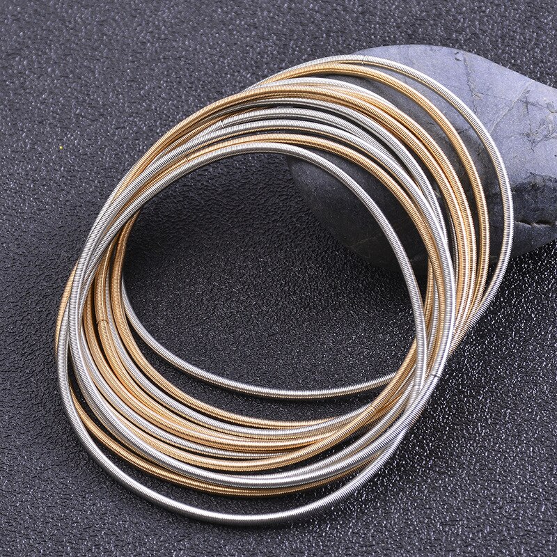 6 Piece/Set Memory Spring Wire bracelet Women's Men's Bangle Statement Big Circle Jewelry Charm Steel Wrap Bracelet