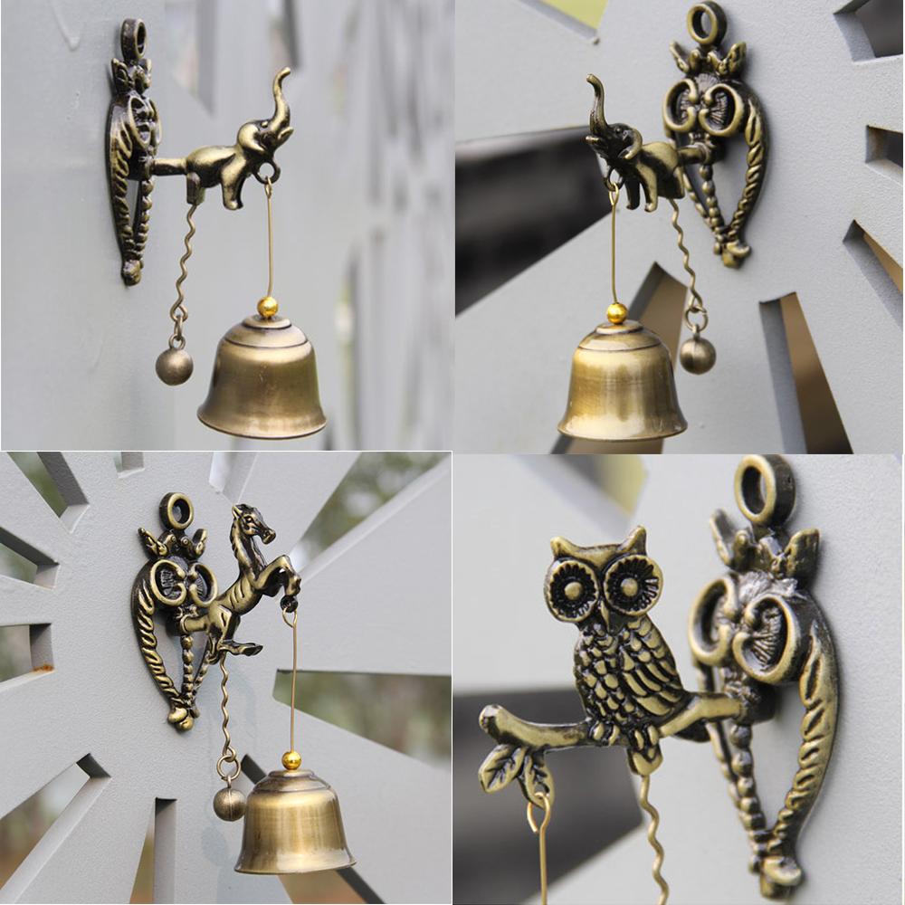 Vintage metal klokke dør butiksejer held og lykke knocker windchime væghængende ornament til værelse have butik frontindgang