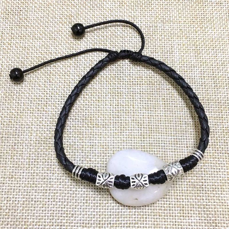 High section-Hand-woven Leather Rope Bracelet Anklet For Men Women's Couple Feet Jewelry Retro Personality Ankle Ornaments: BK