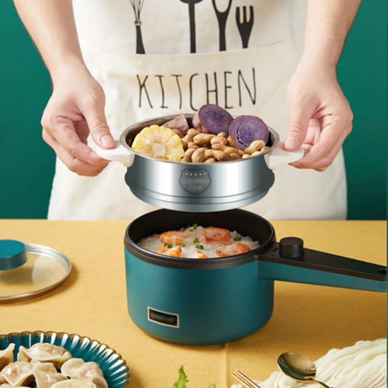 Mini Multifunction Electric Cooking Machine 220V Household Double Layer Pot Multi Electric Rice Cooker Steamer Non-stick Pan