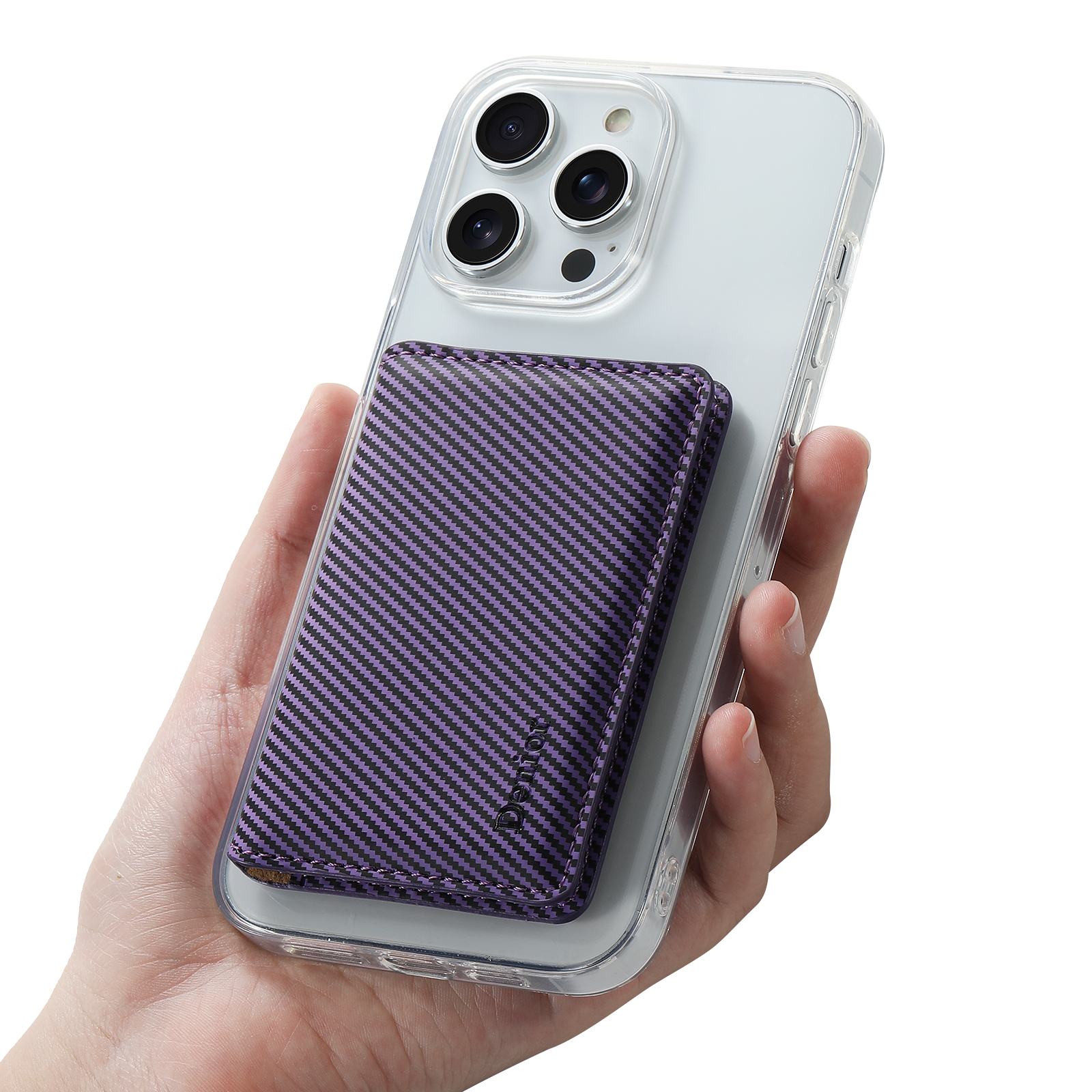 Cartera tarjetero soporte magnético para iPhone 16 15 14 13 12 Pro Max S25 S24 Ultra cuero textura de fibra de carbono bolsillo para Magsafe