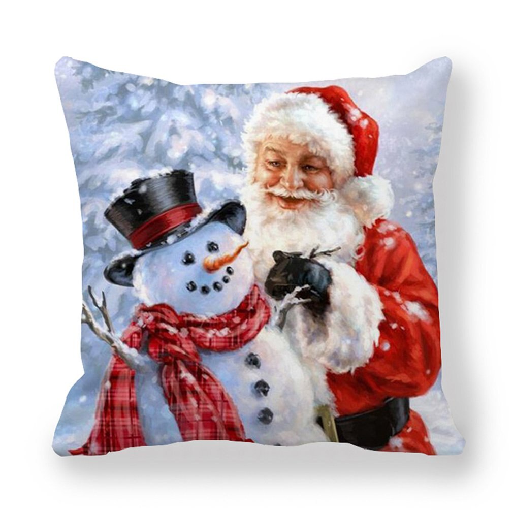 1 pièces taie d'oreiller père noël imprimer vieil homme canapé-lit décor à la maison taie d'oreiller chambre housse de coussin joyeux noël 44x44 Cm: 11