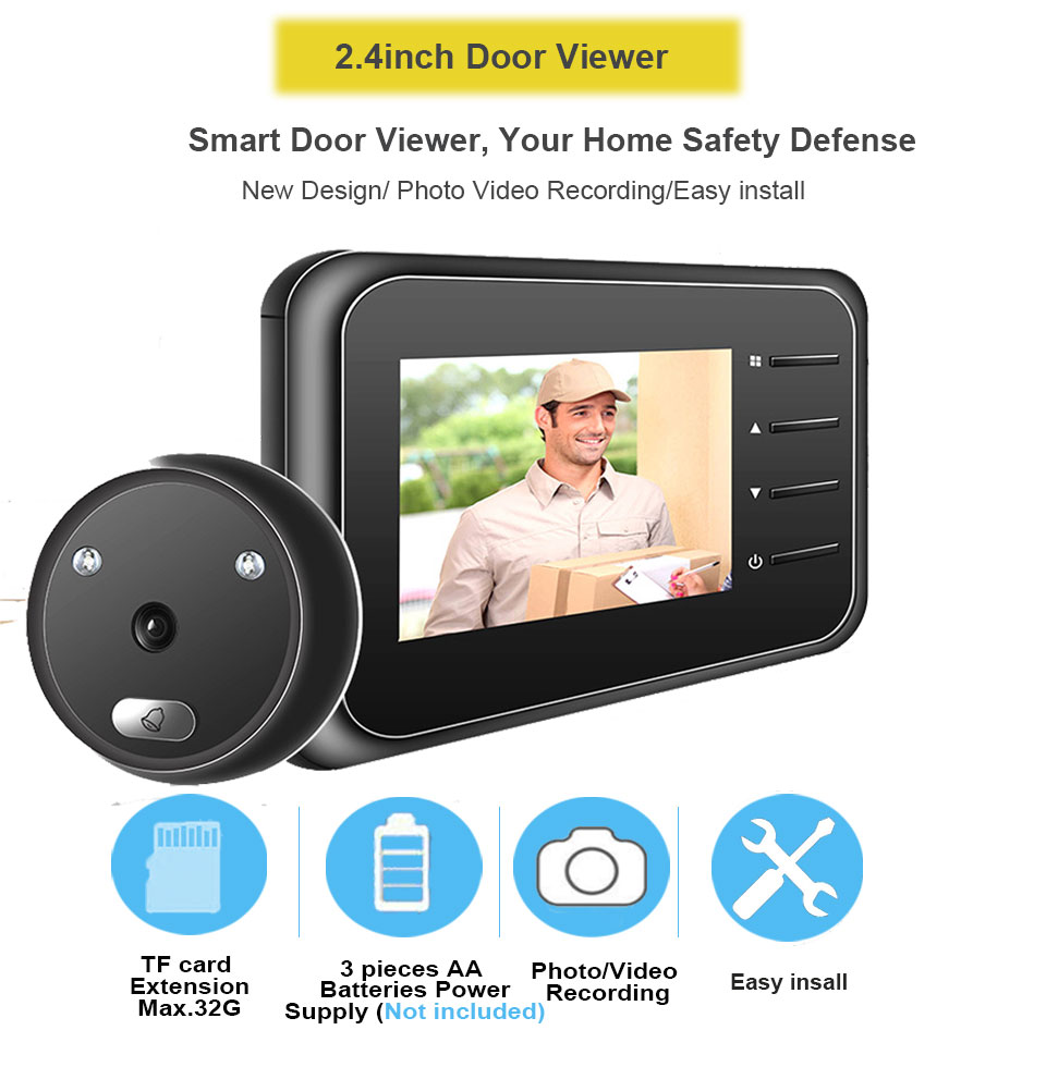 Kighul dørklokke kamera video-øje auto foto videooptagelse elektronisk ring natvisning digital dørviser hjemme sikkerhed