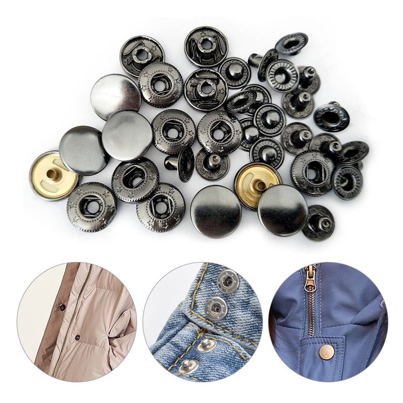 10 Sets 10-20mm Metall Kupfer Vier Schnalle Pack Druckknöpfen Nähen Taste Druckknöpfe Für Nähen Leder handwerk Kleidung Taschen