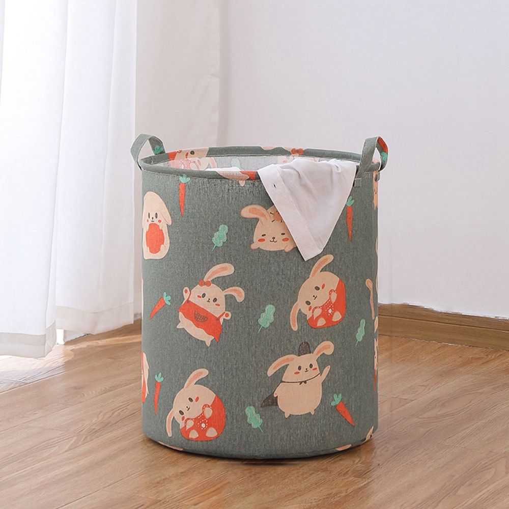 1 Pc Cat Print Laundry Basket Large Capacity Round Toy Storage Box Save Space Folding Laundry Bucket Household Supplies: F
