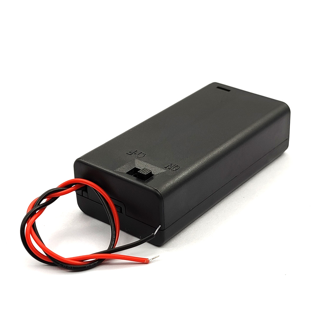 2 AA 3V Battery Case Holder Box Base Socket With Wires,Switch and Cover, Battery Holder 2 X 1.5V
