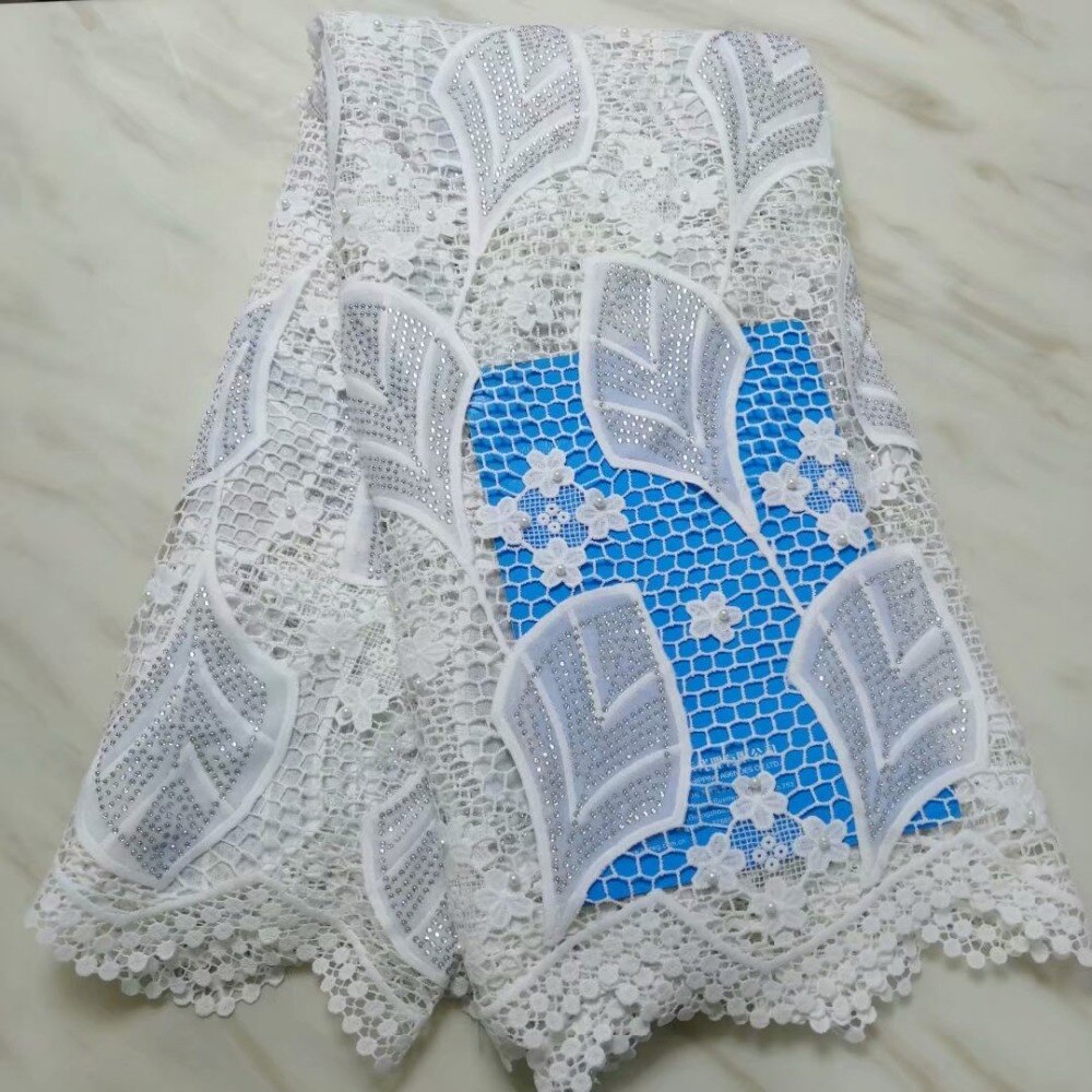 excellent embroidered milk silk lace velvet fabric with rhinestones 5yards top stones water soluble lace velvet fabric for party