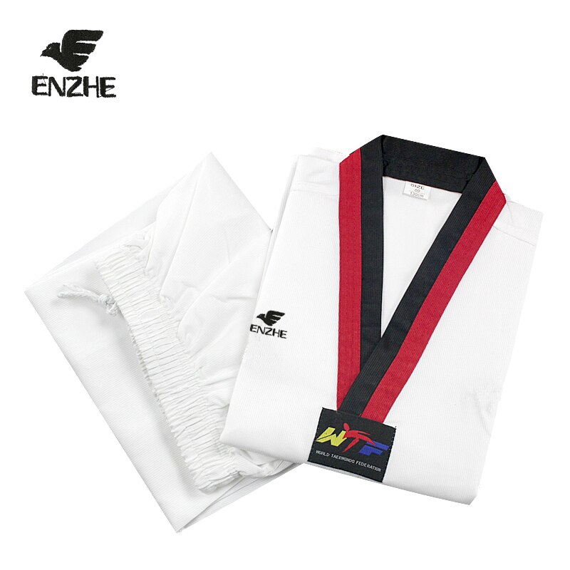 Taekwondo dobok uniforme 100% coton, gymnastique pour adultes et enfants, uniforme confortable, de karaté, dobok WTF approuvé TKD, bon tissu