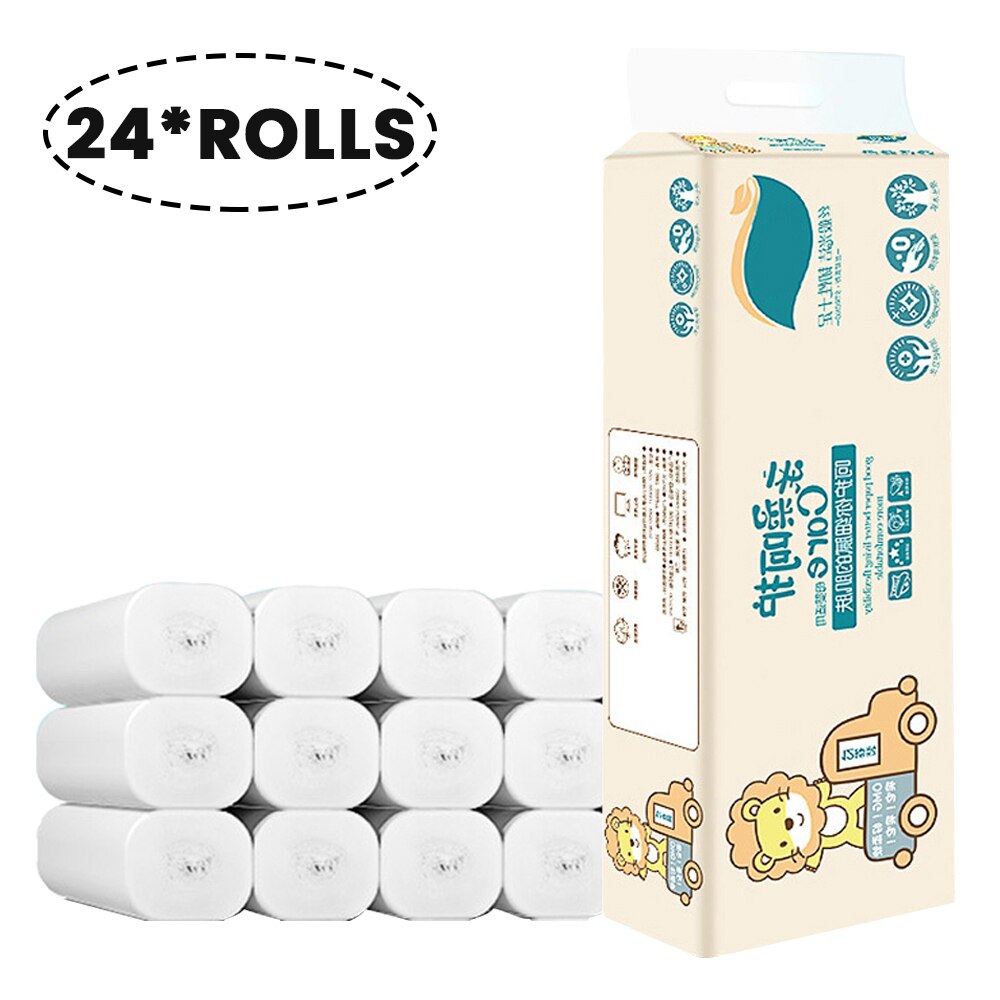 Vannabsorpsjon råved 24 ruller/pakning 4- lags mykt toalettrullpapir naturlig tre toalettpapirmasse hjemmerullepapir sterkt