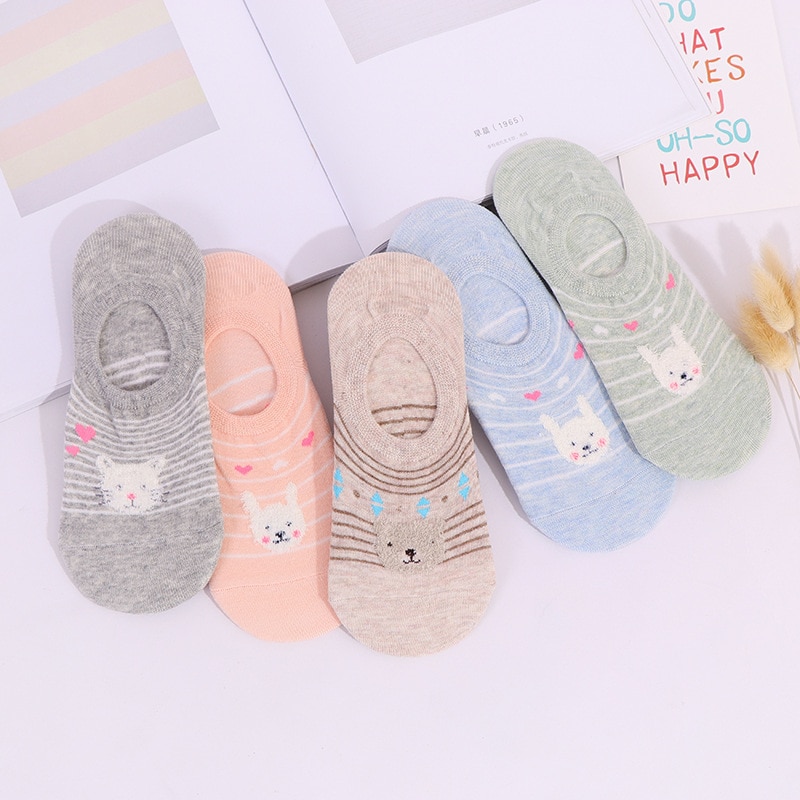Colorful animal Invisible Short Woman Sweat summer comfortable cotton girl women's boat socks ankle low female 1pair=2pcs XG36