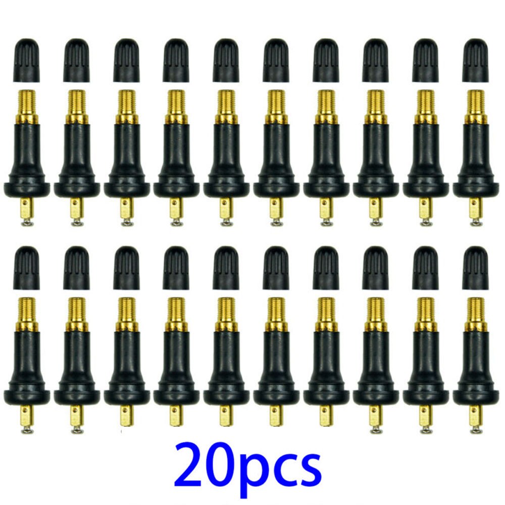 20pcs Tire cap Set TPMS Pressure Sensor Rubber Black 20008 Exterior Valve