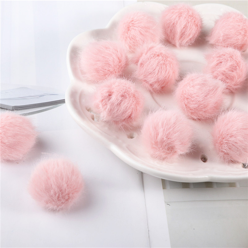 12 Stks/partij 17 Kleuren 2.5Cm Nertsen Pompoms Bont Ballen Voor Naaien Op Gebreide Sleutelhanger Sjaal Schoenen Hoeden Bont Diy ambachten Haaraccessoires: 2 Pink