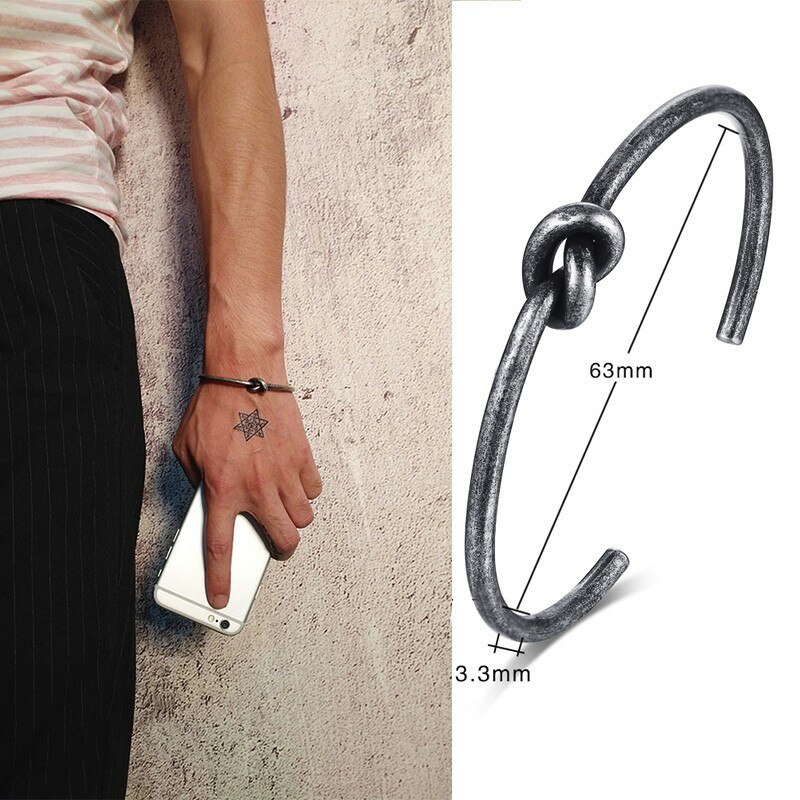 ZORCVENS Punk stal nierdzewna Vintage bransoletka dla kobiet mężczyzn Mobius skręcona bransoletka mankietowa Unisex Casual Pulseira panowie biżuteria: 83579