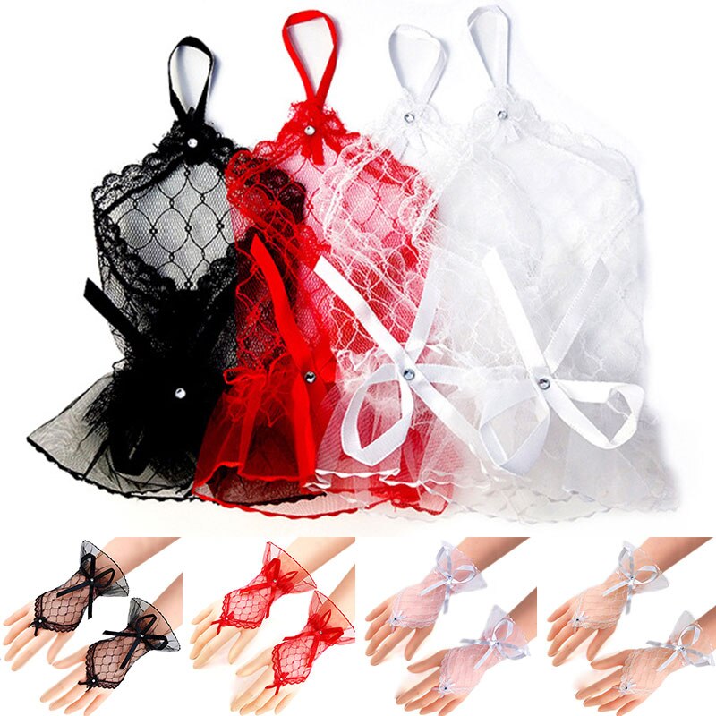 Bow Sleeves Gloves Short Paragraph Lace Clothing Accessories Net Yarn Gloves Dress Half Finger Arm Sleeves Fingerless Gloves