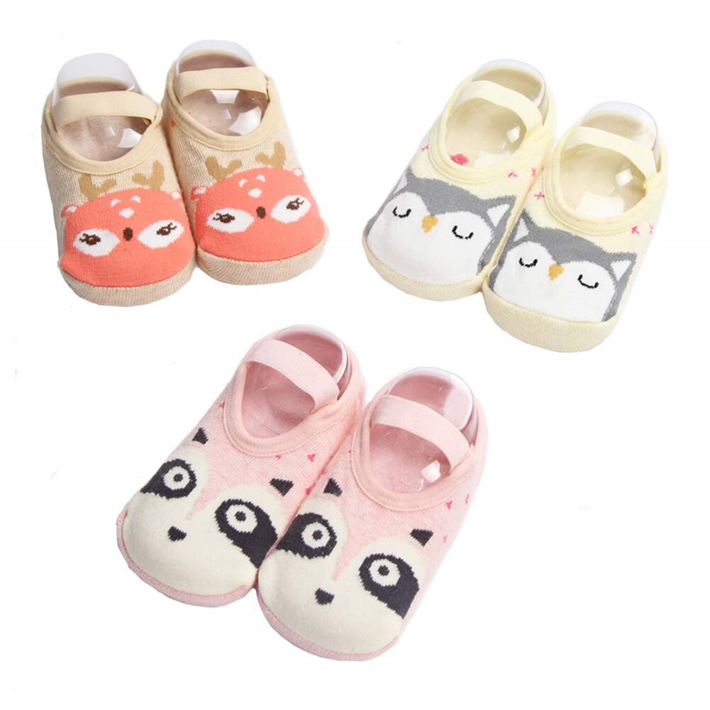 Chaussettes de sol tricotées pour enfants de 0 à 4 ans, nouvelles chaussettes chaudes en caoutchouc pour bébés, chaussures de dessin animé, antidérapantes