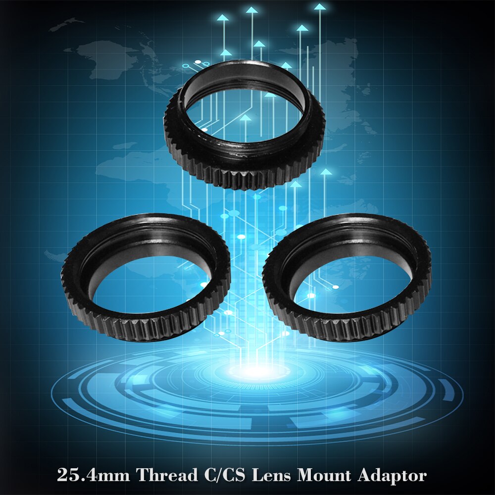 3PCS Metal 25.4mm Thread C/CS Lens Mount Adaptor 5mm C to CS Mount Adapter Aluminum Converter Ring for Security CCTV Camera