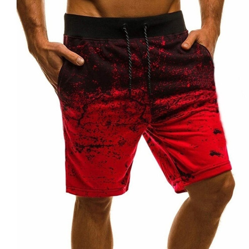 Träningshorts för män snabbtorkande fitness-sportshorts för män med fickor för män avslappnade shorts med dragsko: Xxxl / Röd