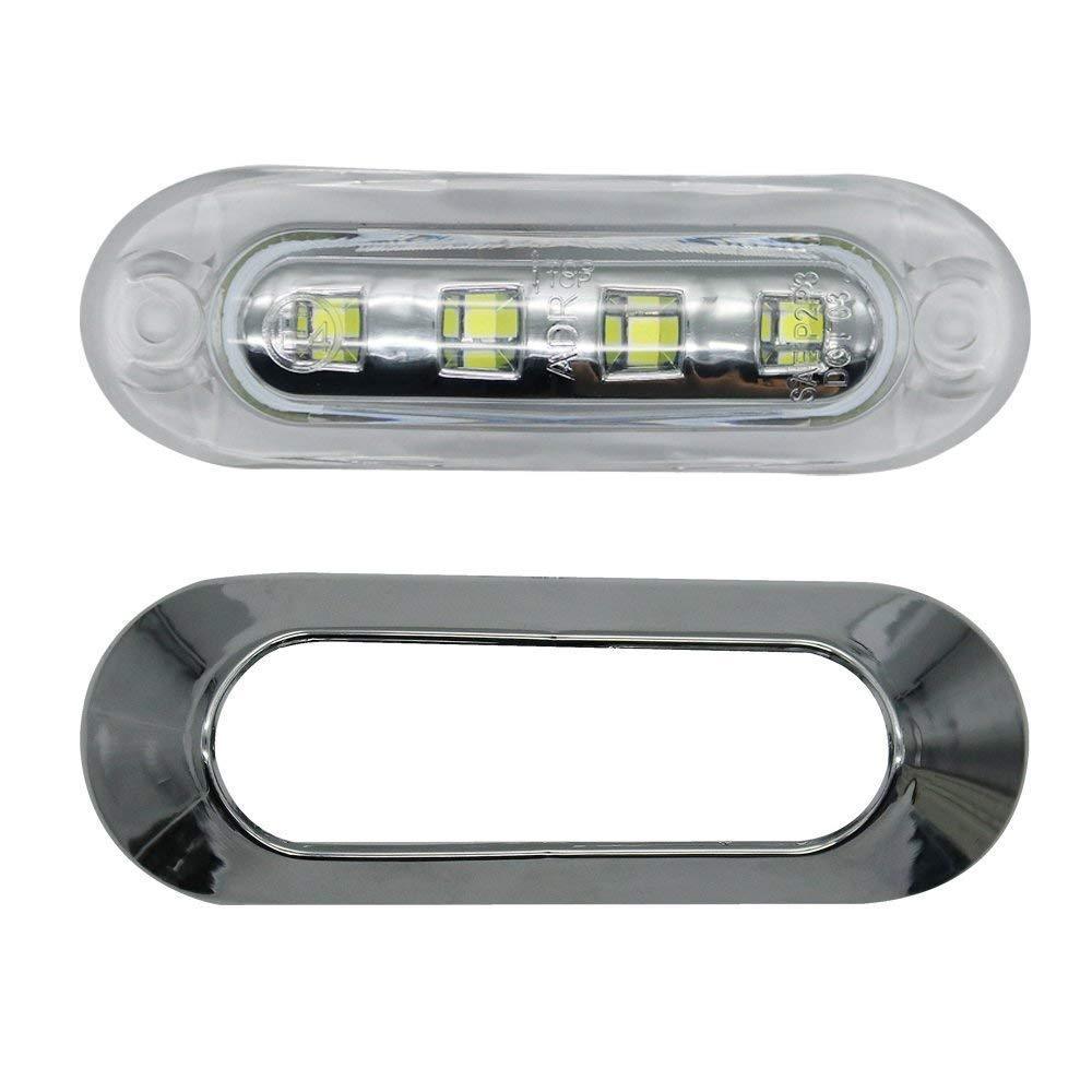 Fuleem 10 sztuk 4 doprowadziło białe światło obrysowe boczne znacznik ciężarówka przyczepa lampa chrom pokrywa Bezel 12v 24v wodoodporna