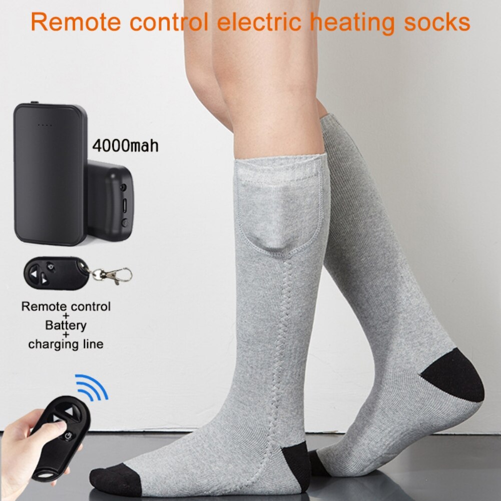 Winter Camping Hiking Remote Control Ski Cycling Warm Heated Socks Battery Thermal Smart Electric Heating Sock: D