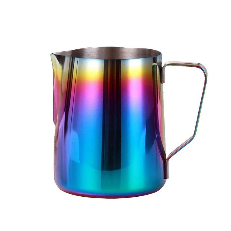 Melkopschuimkannetje voor latte art regenboogkleurige koffiemokken roestvrijstalen melkopschuimer voor espresso 350/600ml