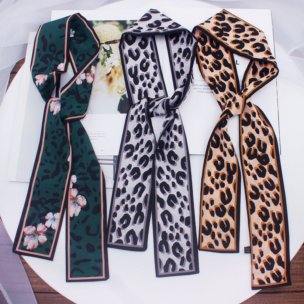 Luksus mærke leopard print taske becoration silke tørklæde til kvinder foulard kvinder binde lille silke tørklæde halstørklæde