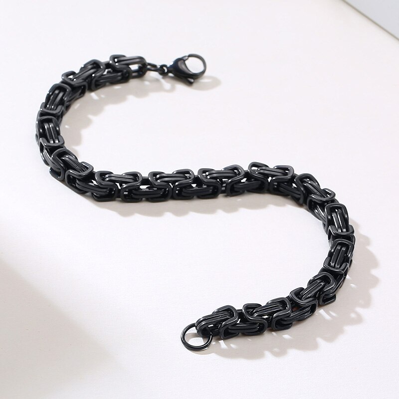 Acier inoxydable avec lien byzantin et BRACELET à chaîne pour homme