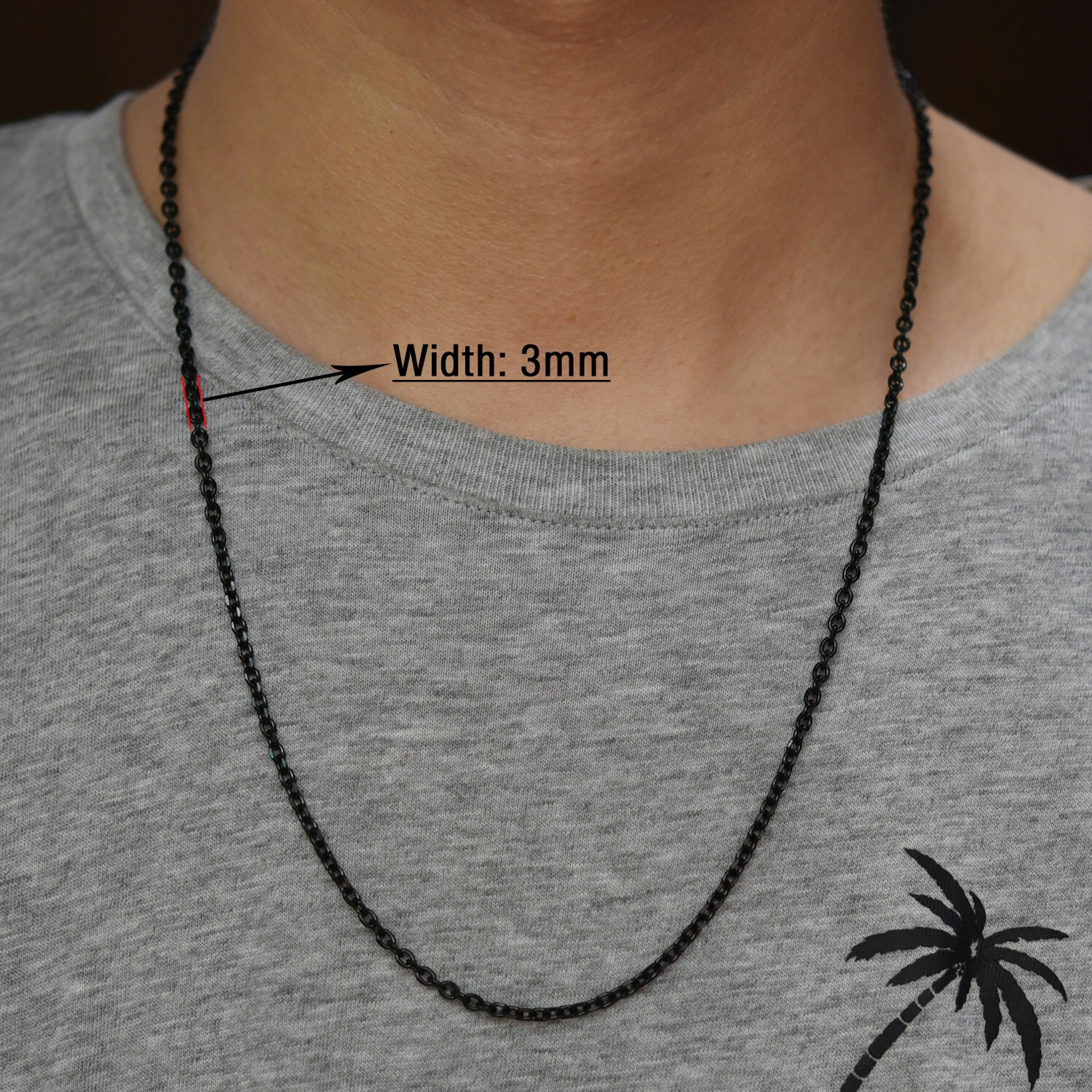 Colar rolo de corrente o de corte de aço inoxidável para homens mulheres cor preta banhado cabo link gargantilha de metal acessórios de joias presente: 55cm / Cor de aço