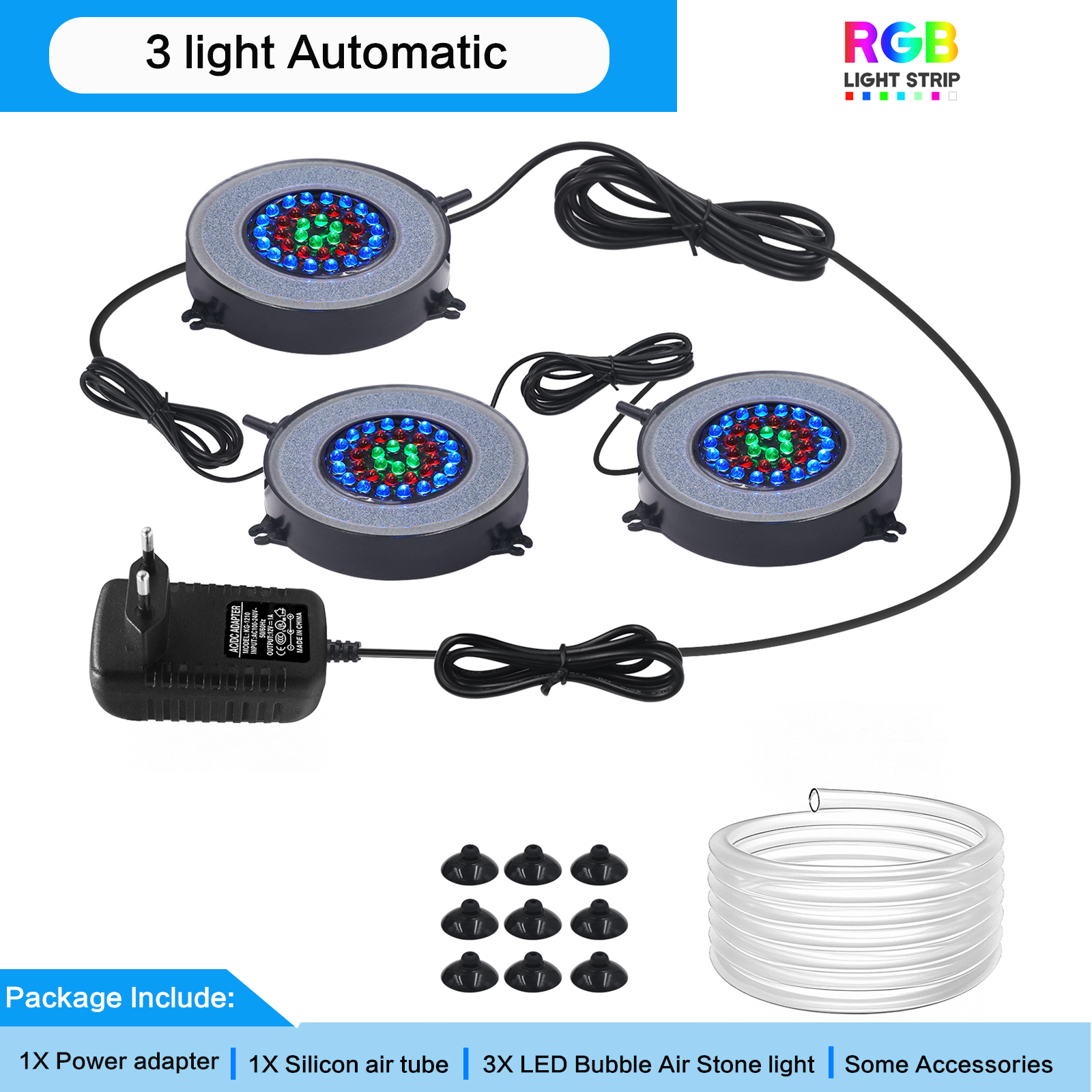 Onderwater Aquarium Licht Kleur Veranderend IP68 Waterdicht 36 LED Luchtlicht Aquarium Luchtbel Lamp Maken Zuurstof voor Aquarium: YELLOW / eu-stekker