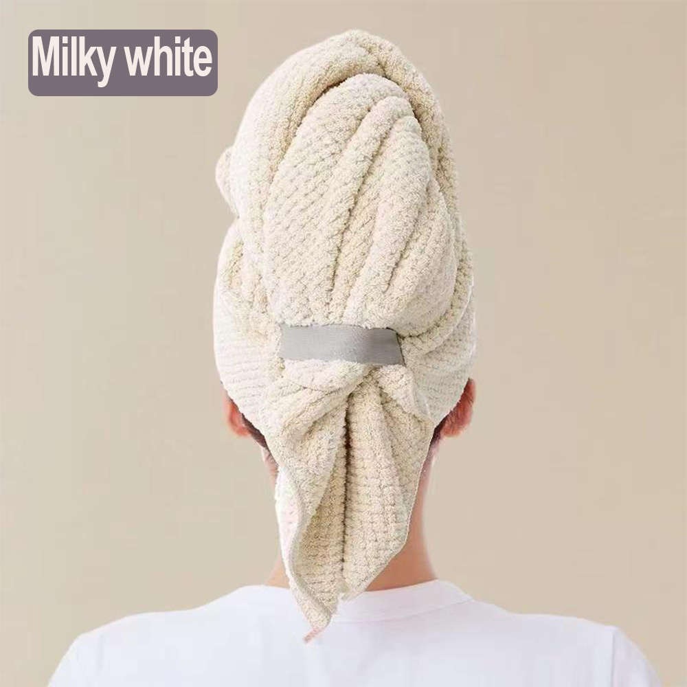 Microfiber Hair Towel Extra Large Wrap Quick Dry Hair Towel Wrap With Elastic Band , Ultra Absorbent Soft Hair Towel Wrap Turban: Beige