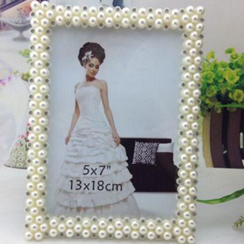 Luxury White Pearl Resin Photo Frame 3inch/6inch/7inch Picture Frame Heart Suqare Rectangle Shape Frame for Standing on Table