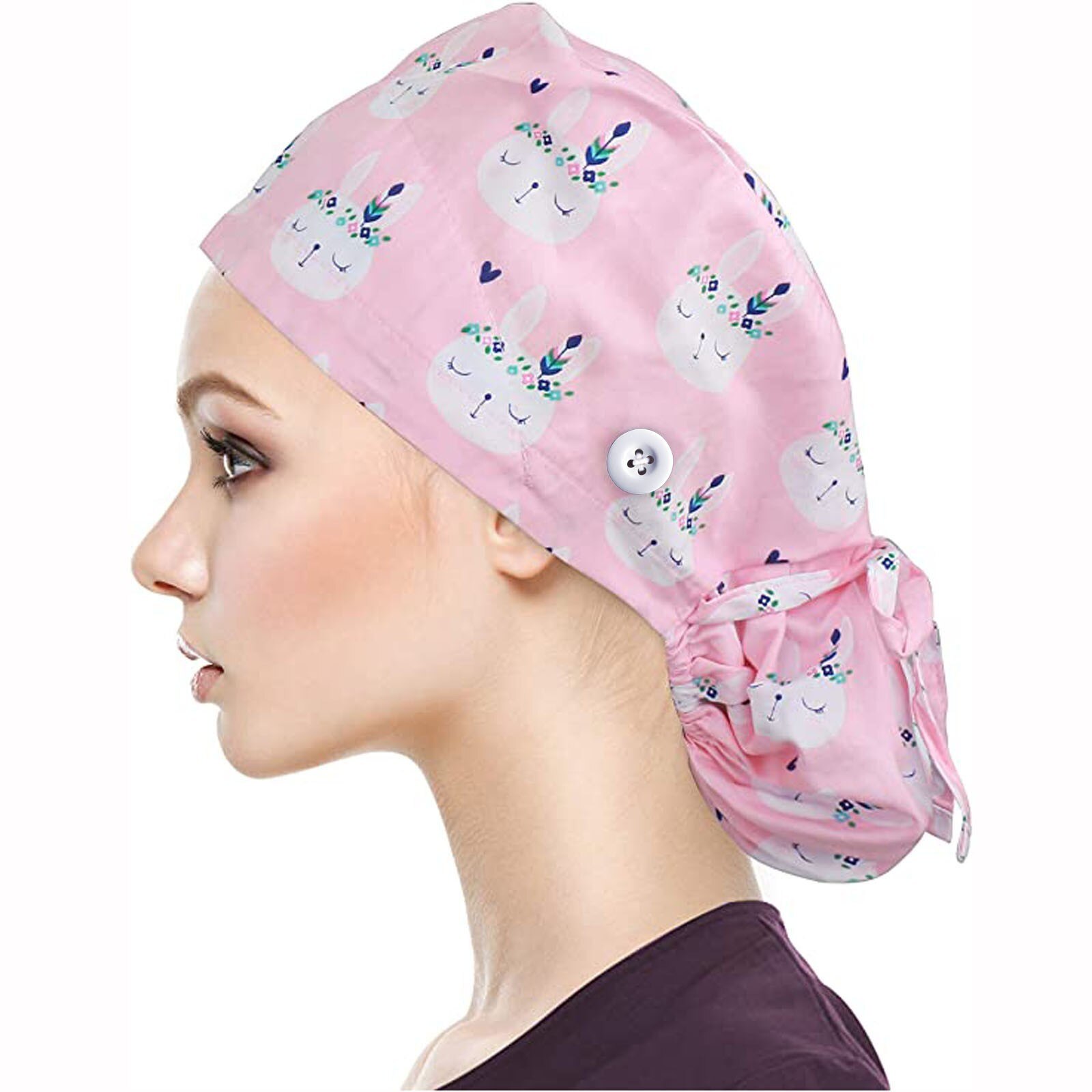 Printed Hats Scrubs Hats With Button Anti-lear Bandage Adjustable Caps Printing Nursing Caps Scrubs Cap Балаклава: I