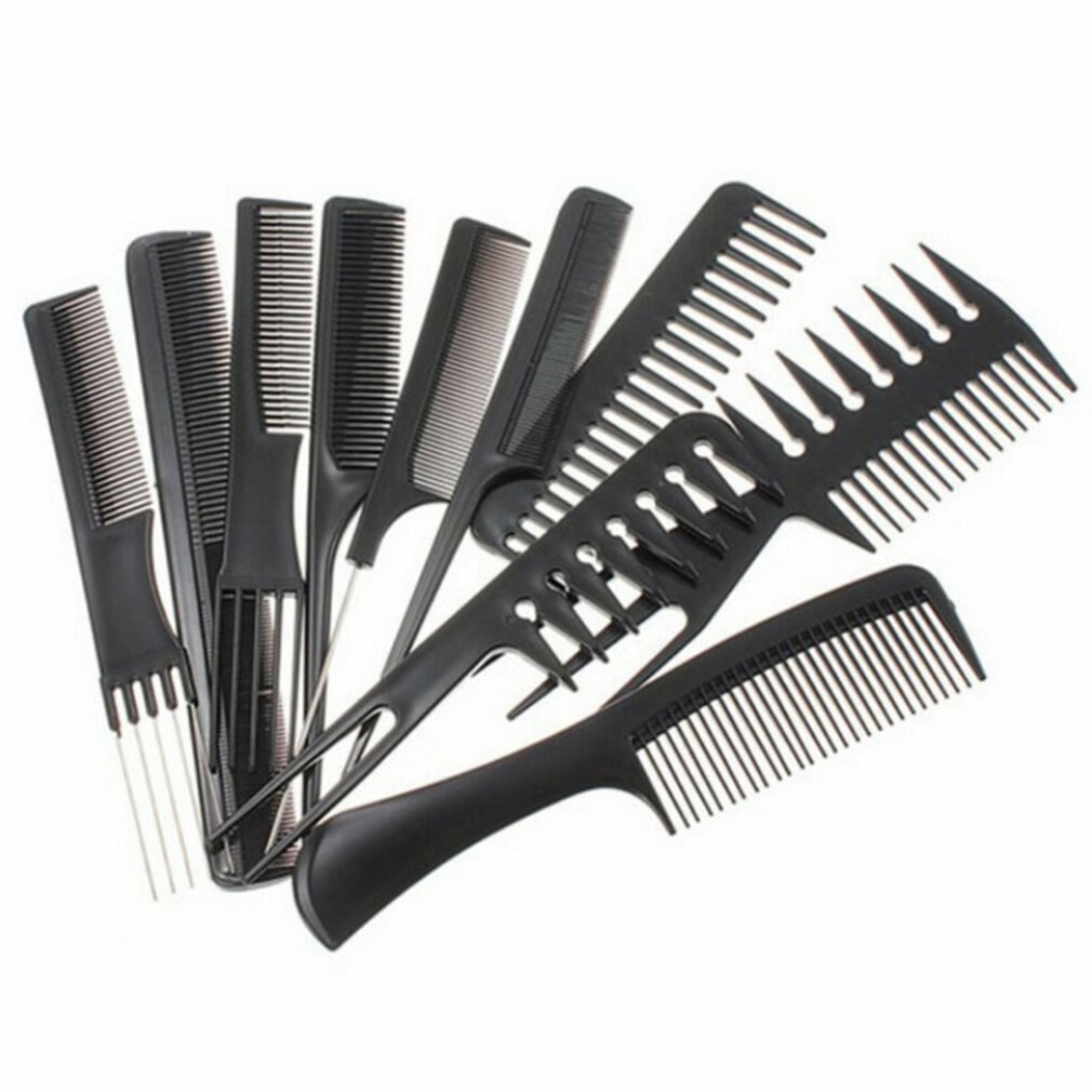 10-Piece Hairdressing Comb Eco-Friendly Plastic Rapid Modeling Anti-Static Massage Comb Straight Hair Tool