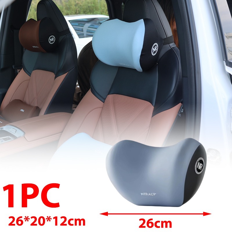 Juego de cojines de asiento de espuma viscoelástica para coche, reposacabezas y soporte de almohada Lumbar para comodidad de conducción, accesorios de cojín para el cuello trasero del coche: Gris
