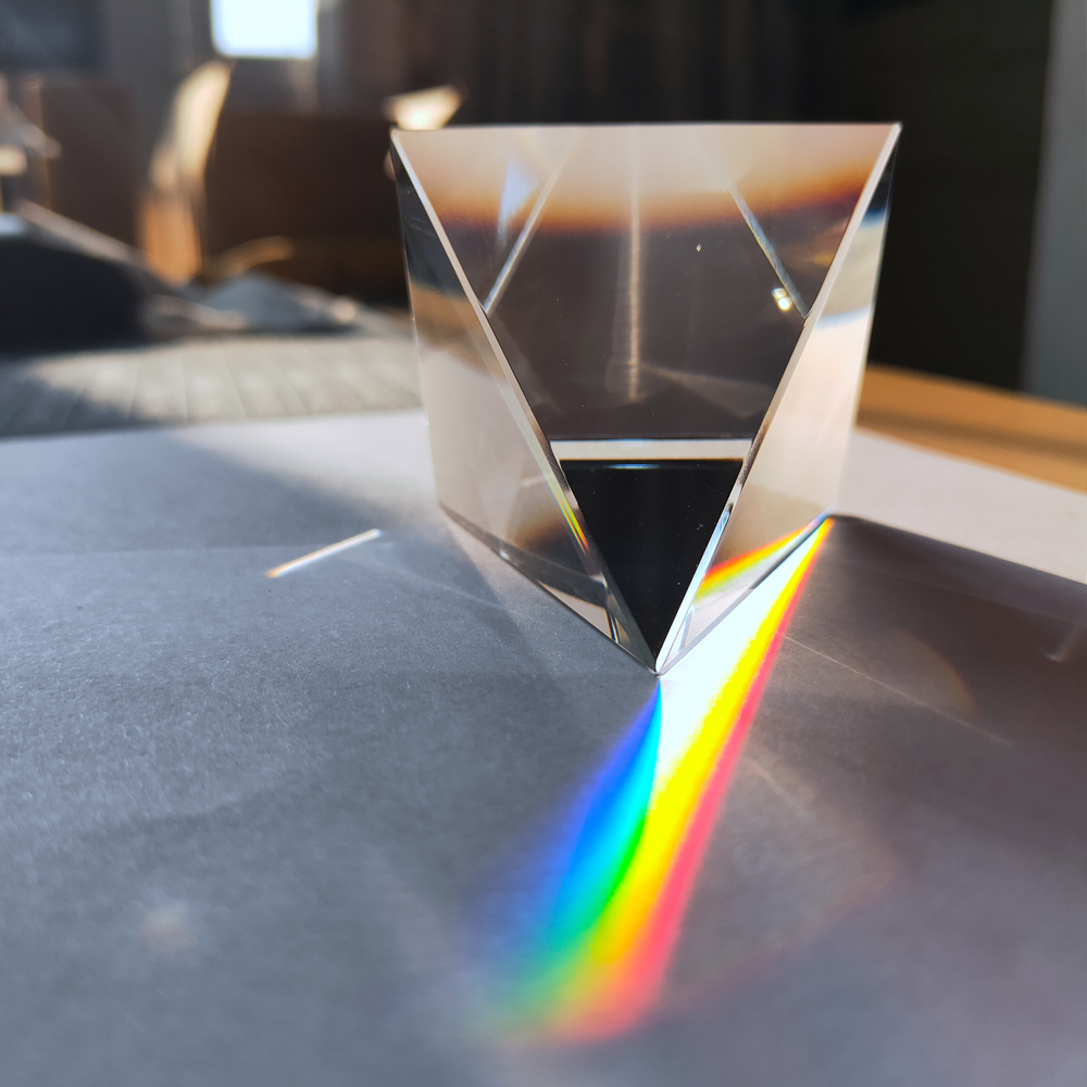 Pirámide de cristal, poliedro transparente, PRISM, decoración de cristal de arcoíris, adornos mágicos para el hogar y la Oficina