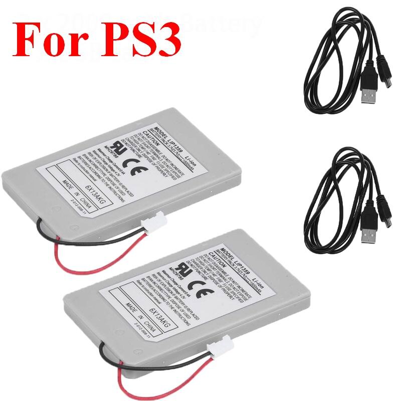 2Pcs 1800Mah Oplaadbare Vervangende Batterij Voor PS3 Game Controller Batterij Pack Voor PS3 Gamepad Batterij + Usb Oplader kabel