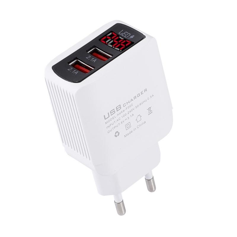 Digital Display Phone Charger 2 Port USB 2.1A Max Smart Fast Charger Travel Wall Charger Adapter For iPhone Samsung Xiaomi