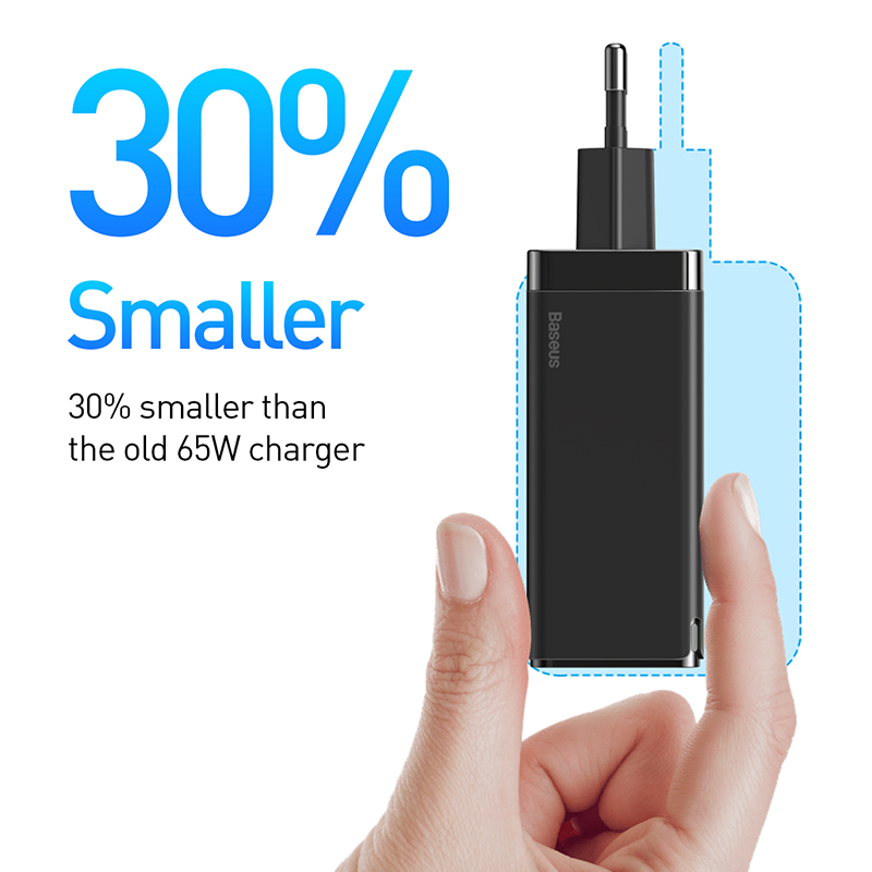 Baseus 65W Gan Derde Generatie Gan Charger Met Drie Poorten (Inclusief 100W Datakabel) CCGAN65C3 Ondersteuning Qc/PD3.0 Mini Draagbare