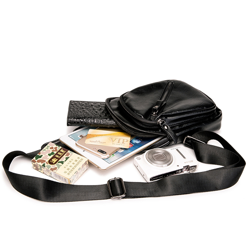 Luxe Pu Leer Borst Tas Voor Mannen Casual Mode Cross Body Bags Unisex Korte Trip Schouder Messenger Bags Borst Pakken mannelijke