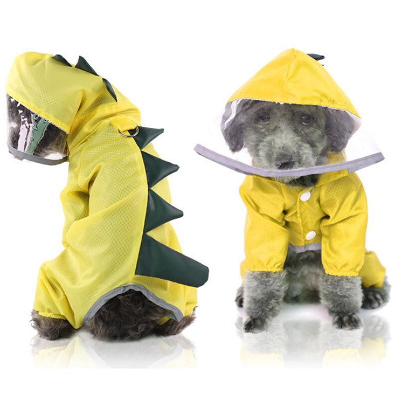 Chubasquero reflectante para perro, ropa impermeable para mascotas, disfraz de dinosaurio para perros pequeños y grandes, abrigo de lluvia para perros, Mono para exteriores, capa de Labrador: yellow / M