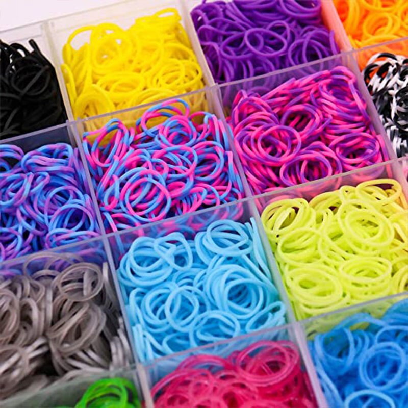 DIY Toy Loom Rubber Bands 10000pcs Silicone Bands Elastic Refill Kit ABC Stickers Bracelet Making kit for Girls Weave Loom Bands