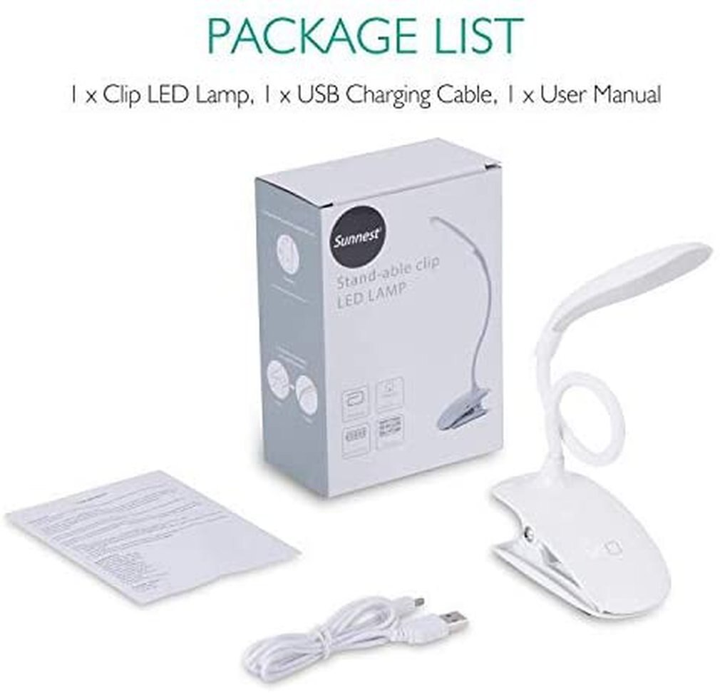 USB Charging Long Arm Folding Clip Lamp Reading Eye Protection Lamp With Touch Panel Chargeable Light