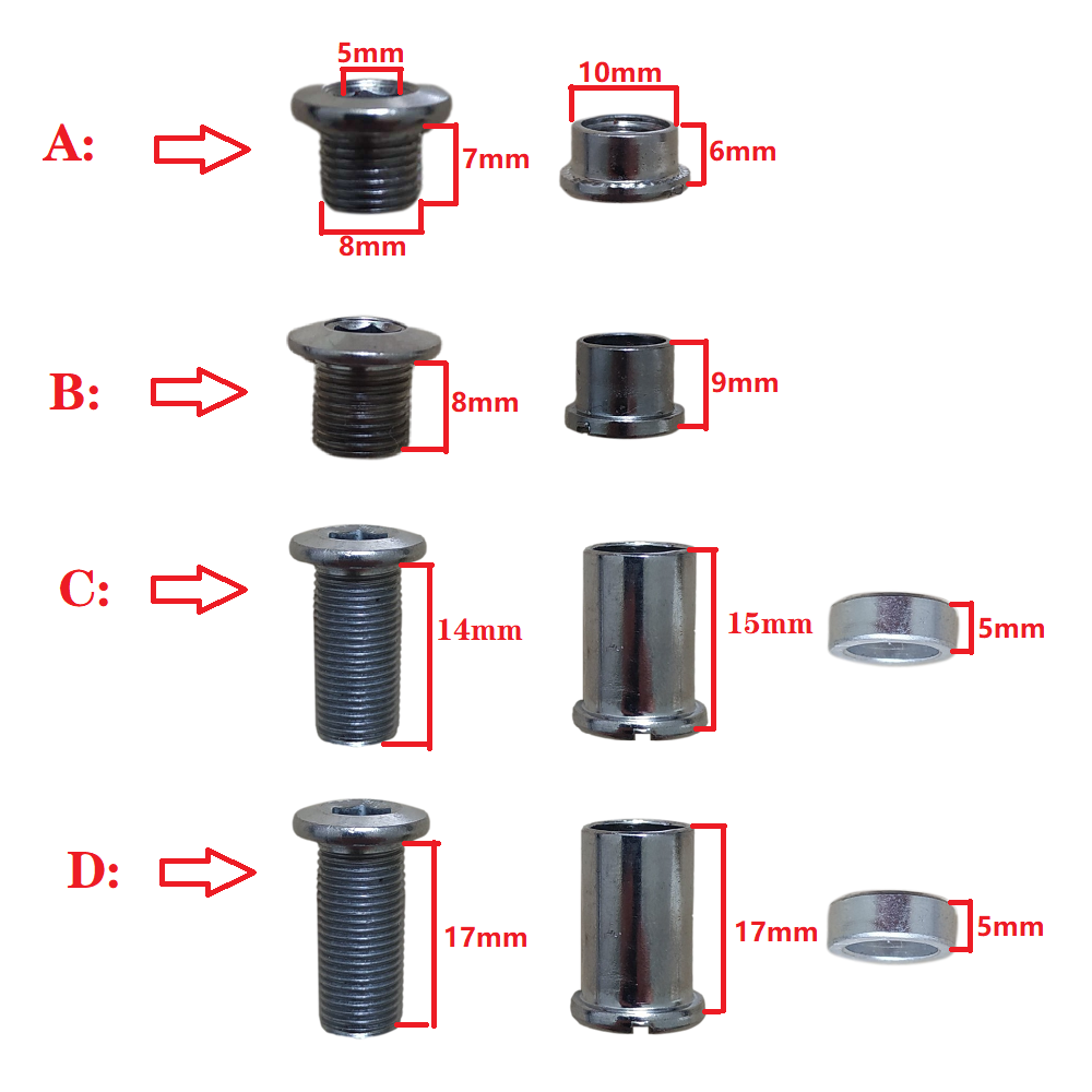 Tornillos de rueda de cadena de manivela MTB, tuerca de perno de disco fijo, plato, piezas de bicicleta de carretera, juego de bielas de reacondicionamiento de bicicleta plegable, monobloque de clavo de acero