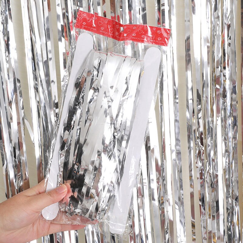 2 stuks 1 x 2,5 meter Glitter Zilver Klatergoud Gordijn Streamers Deurfranje Folie Gordijn Achtergrond Verjaardagsfeest Decoraties voor Meisjes Vrouwen Meisjesavond Verloving Afstudeerfeest Decoraties