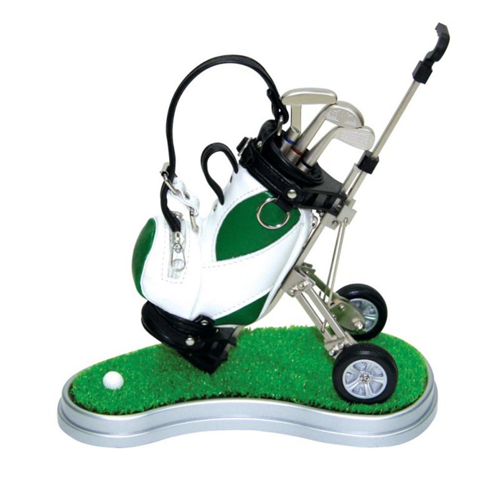CRESTGOLF Golf Car Contains 3 Parts of Aluminum Pen Golf Bag Penholder Golf Souvenir Golf Car Accessories: white green