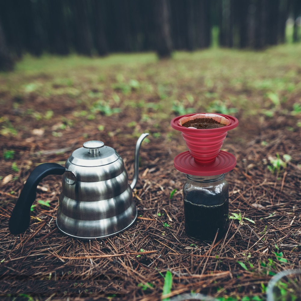 Collapsible Reusable Silicone Coffee Dripper Filter Cone Drip Cup Foldable Easy Manual Pour Over Coffee Brew Maker Coffeeware