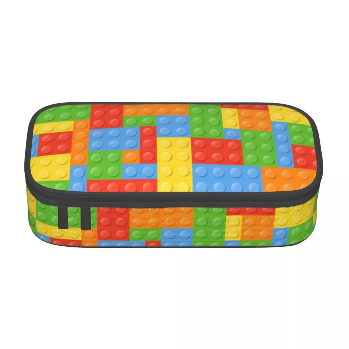 Custom Kawaii Building Blocks Pattern Pencil Cases for Boy Girl Large Storage Colorful Pencil Box School Accessories: Rood